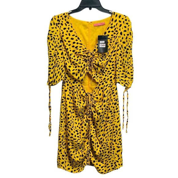 Forever 21 Dresses & Skirts - Signature 8 Forever 21‎ Animal Print Yellow Black Leopard Cut out Dress Med NWT